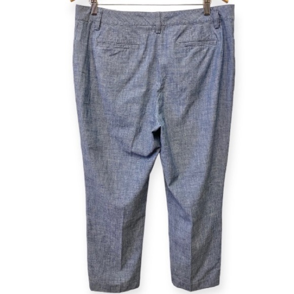 Lands End 12 Mid Rise Slim Leg Womens Pants Heathered Blue 100% Cotton - Picture 2 of 13